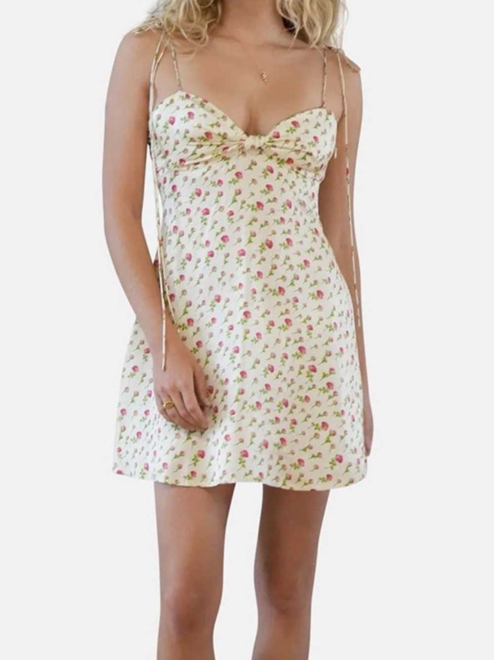 For Love & Lemons The Adira cream mini dress M